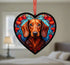 Dachshund Red Stained Glass Effect Heart Suncatcher